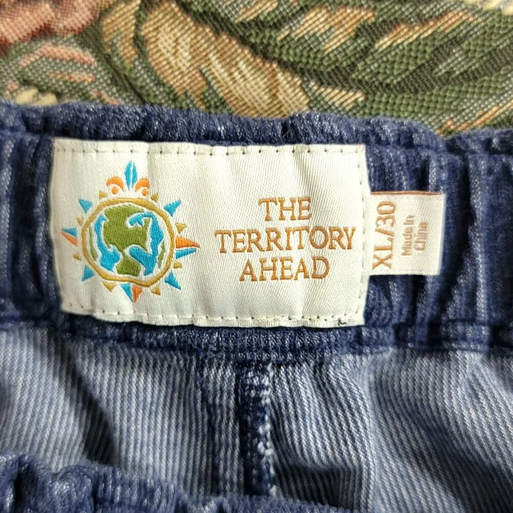The Territory Ahead Corduroy Pants Mens XL Blue Elastic Waist Pull-On Drawstring